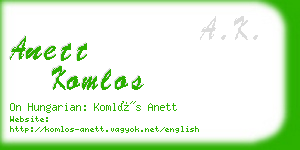 anett komlos business card